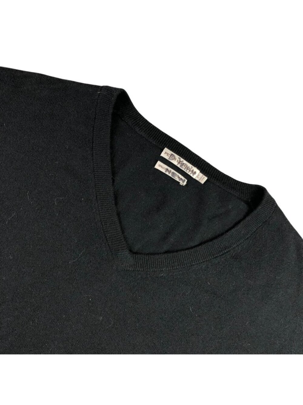 Peter Millar Men's Cotton/Cashmere V-Neck Sweater Black • Large
